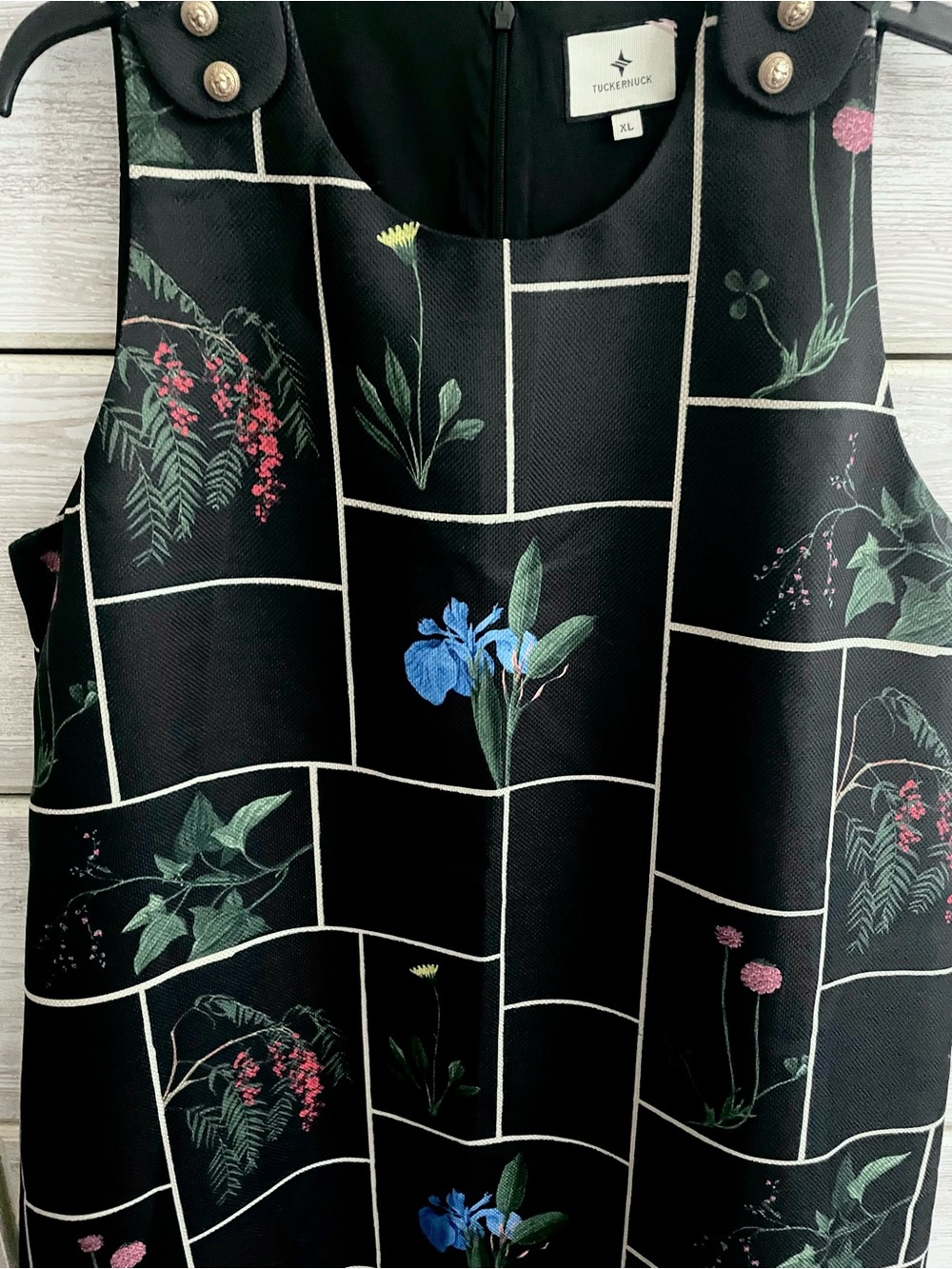 Tuckernuck Black Grid Floral A-Line Mini Dress - Picture 4 of 15